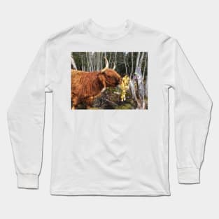 Scottish Highland Cattle Cow and Easter eggs 2349 Long Sleeve T-Shirt